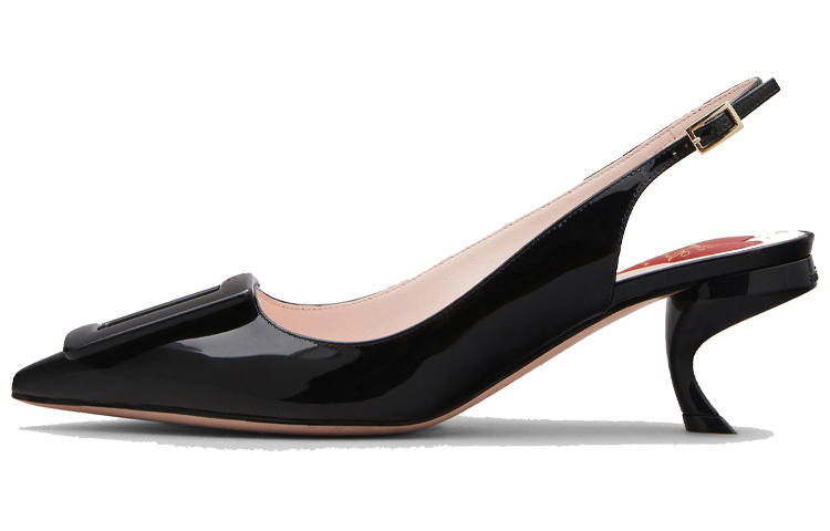 Roger Vivier Virgule Lacquered Buckle Slingback Pumps