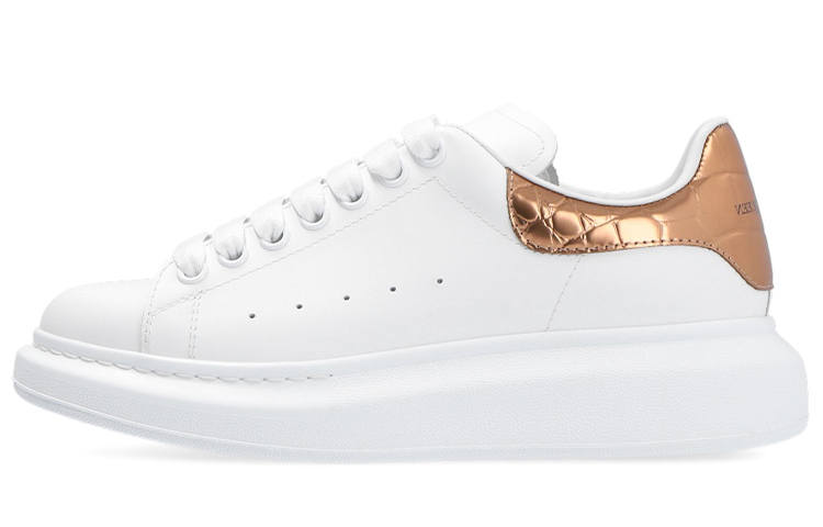 Alexander McQueen Oversized Sneaker Synthetic Leather Smooth Calfskin Low top Stylish Skateboarding Shoes Women's Gold