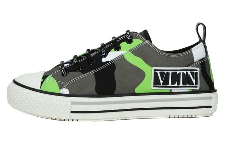 Valentino Camouflage Low top Canvas Shoes Men's Neon Green
