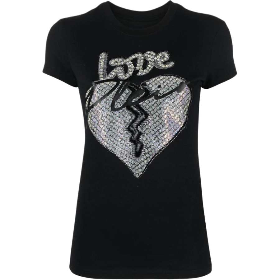 Philipp Plein heart-motif rhinestone-embellished T-shirt