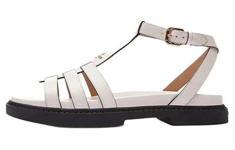 COACH Franny Cow Leather Roman Sandals Women's White