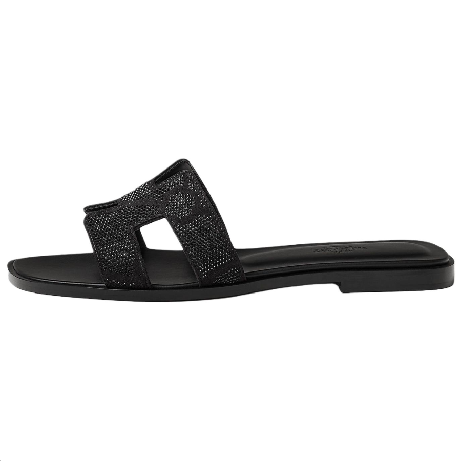 HERMES Oran Slide Slippers 1cm Women's Black