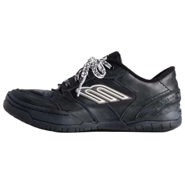 Balenciaga Hamptons Worn Out Leather Low top Skateboard Shoes Men's Black