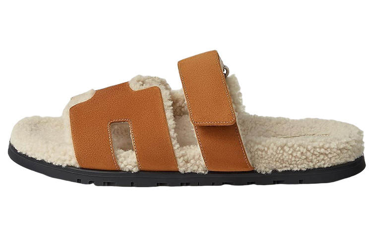 HERMES HERMES Chypre Slide Slippers Men's Brown
