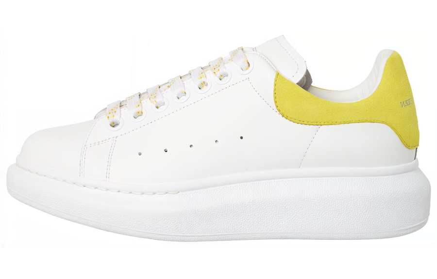 Alexander McQueen Cow Leather Calfskin Low top Stylish Skateboarding Shoes Women's White Green