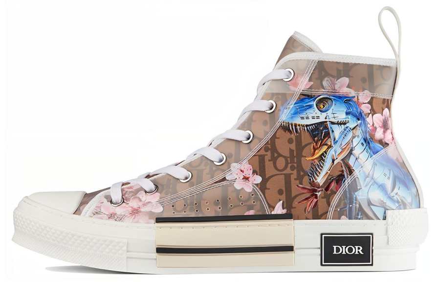 DIOR DIOR B23 High Canvas Sorayama Dinosaur Brown