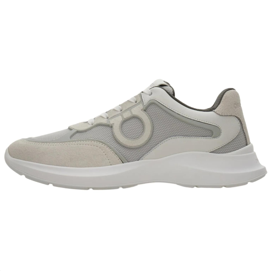 FERRAGAMO Gancini Leather Low top Casual Shoes Men's Gray White