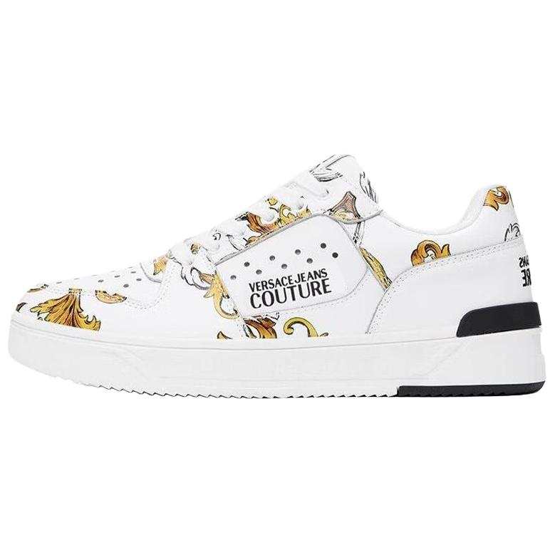VERSACE JEANS COUTURE Cow Leather Low top Skateboard Shoes Men's White