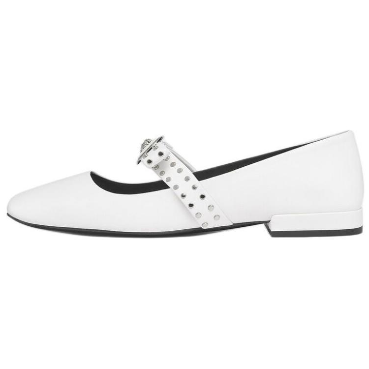 VERSACE Leather Mary Jane Shoes Women's White