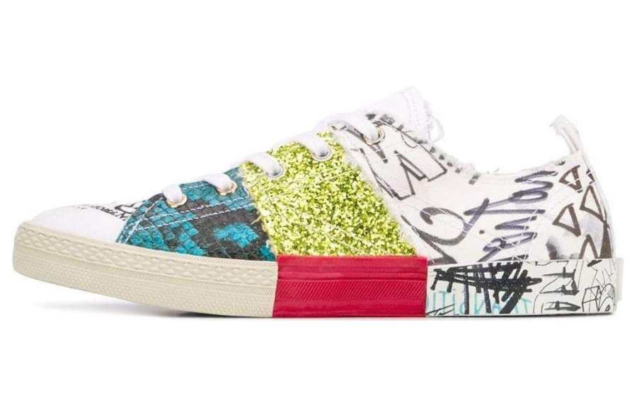 Maison Margiela Low top Stylish Skateboarding Shoes Men's Green Red White
