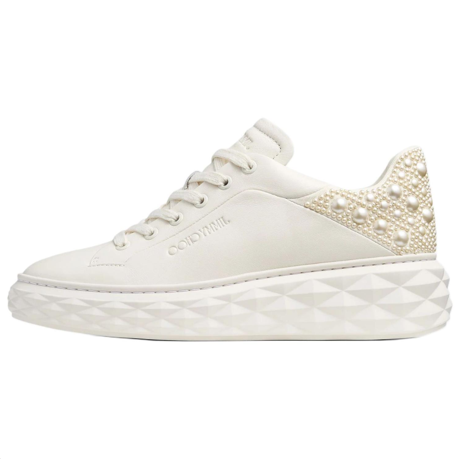 Jimmy Choo Diamond Maxi Leather Low top Casual Shoes Women's White