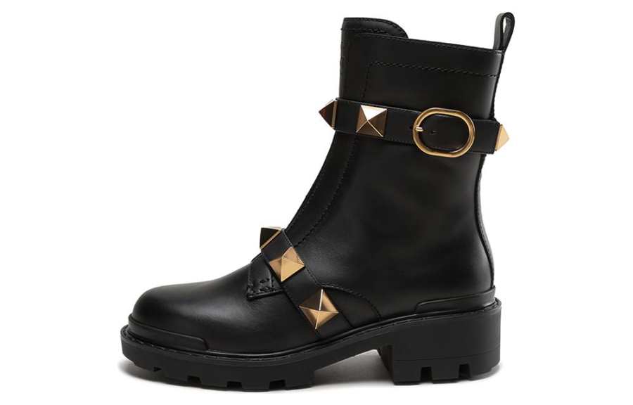 Valentino Garavani Roman Stud Round Toe Combat Boots