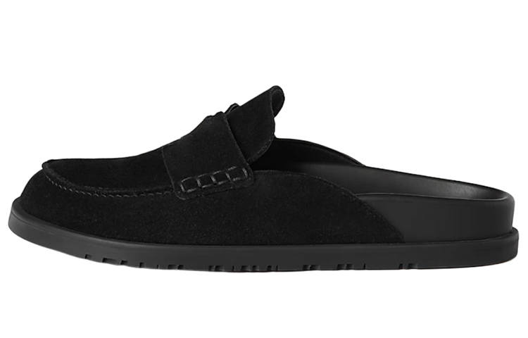 HERMES HERMES Go Mule Noir Suede Calkfskin Men's