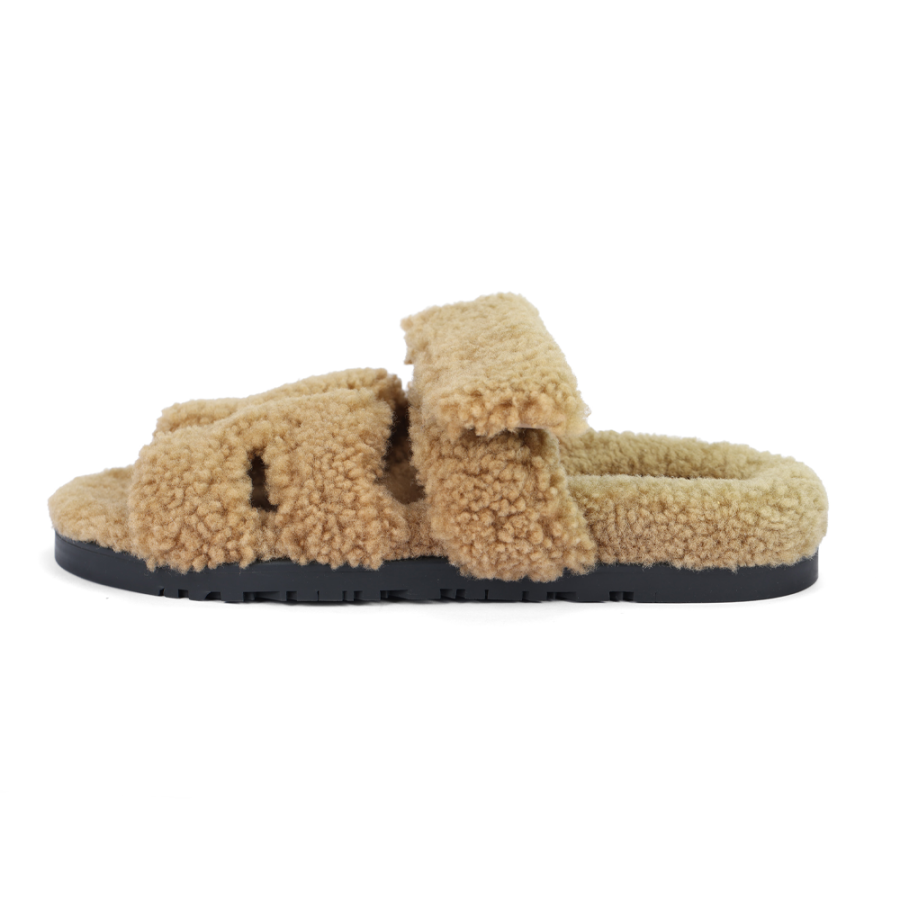 HERMES HERMES Chypre Slide Slippers Women's Brown