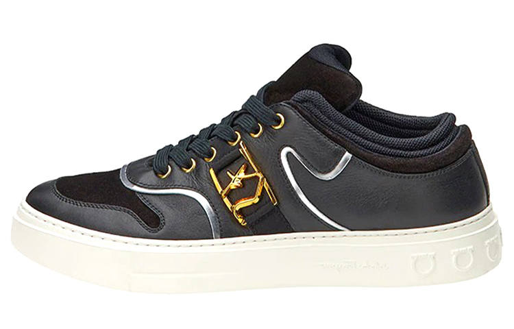 FERRAGAMO Low top Stylish Skateboarding Shoes Men's Black