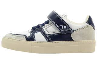 AMIPARIS Leather Hook and loop Low top Stylish Skateboarding Shoes Men's Blue White