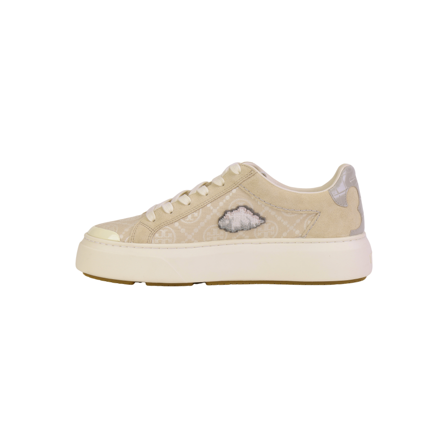 TORY BURCH Ladybug Leather Low top Skateboard Shoes Women's Ivory White