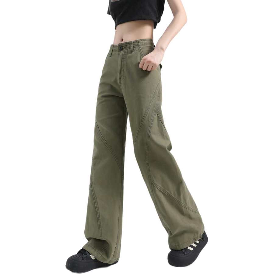 Tonlion Casual Pants Women's Army Green Moderate Cargo Pants