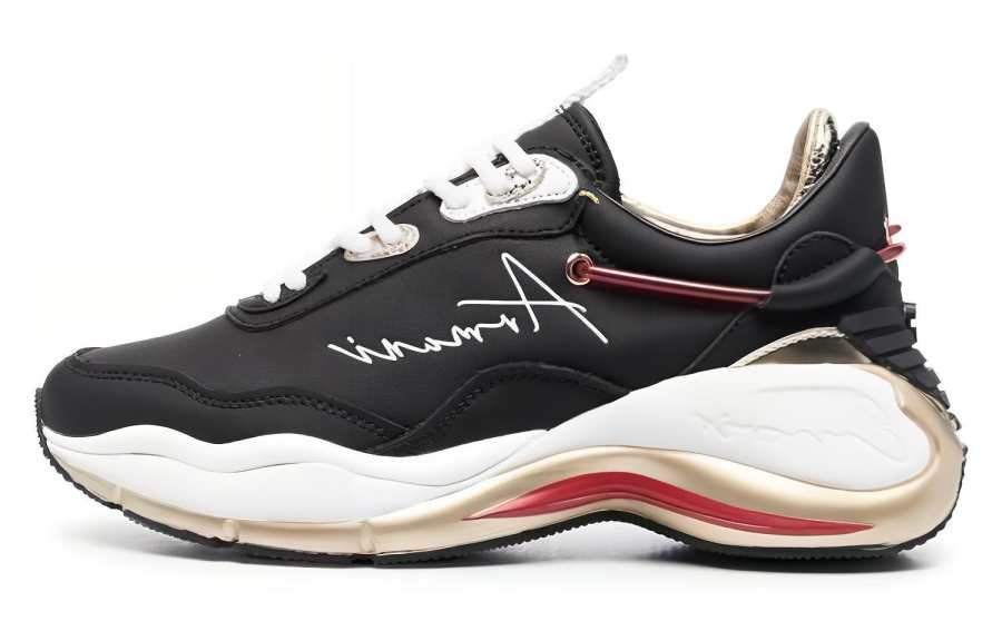 EMPORIO ARMANI Lace Up Low top Sports Casual Shoes Women's Black White Gold