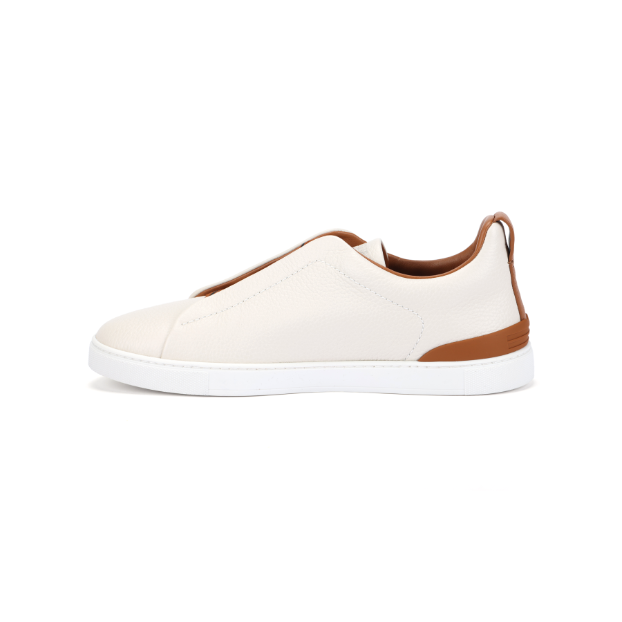 Ermenegildo Zegna Zegna Deerskin Triple Stitch Off White/Brown