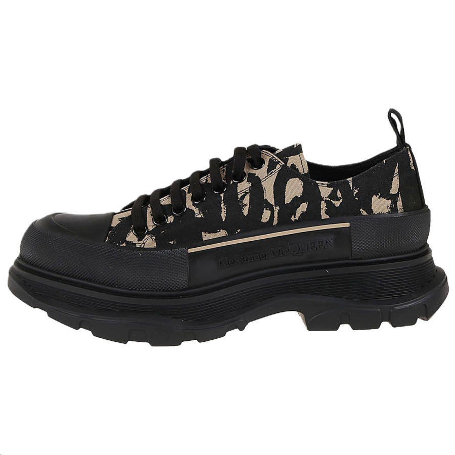 Alexander McQueen Graffiti Tread Slick Low Lace Up Beige Black