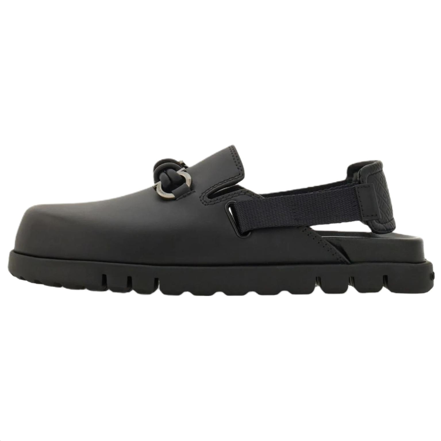 FERRAGAMO Gancini Calfskin Casual Shoes Men's Black