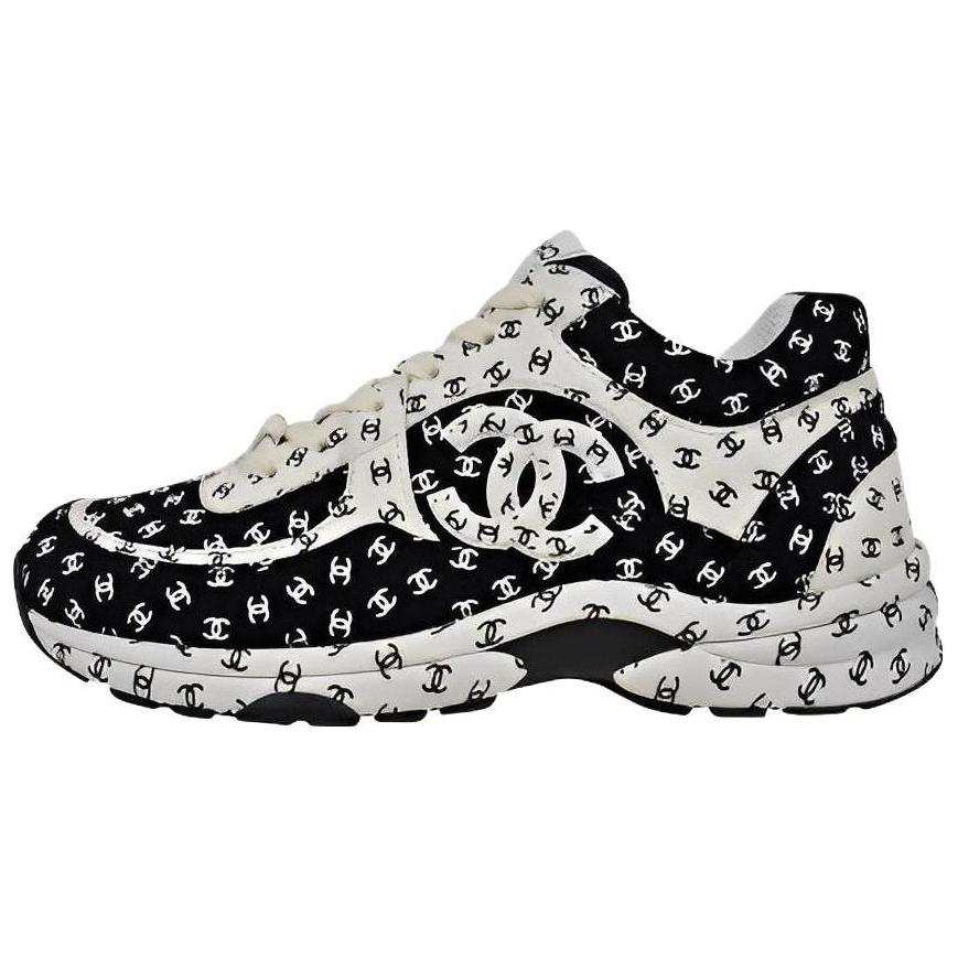 CHANEL Suede Trainer Printed Cc Black Women's