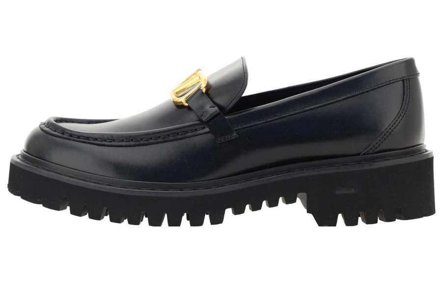 Valentino Patent Leather Loafers Women's Black