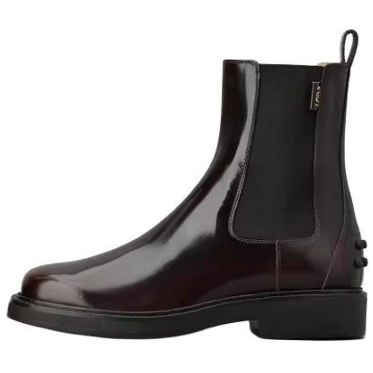 TOD'S Calfskin Short Chelsea Boots Women's Burgundy