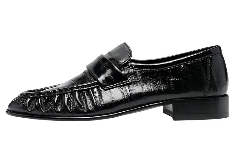 THE ROW Ruched-Detailed Almond Toe Loafers Women's