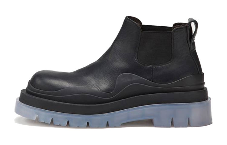 Bottega Veneta Tire Chelsea BV Tire Top Grain Cow Leather Ankle Length Chelsea Boots Women's Black