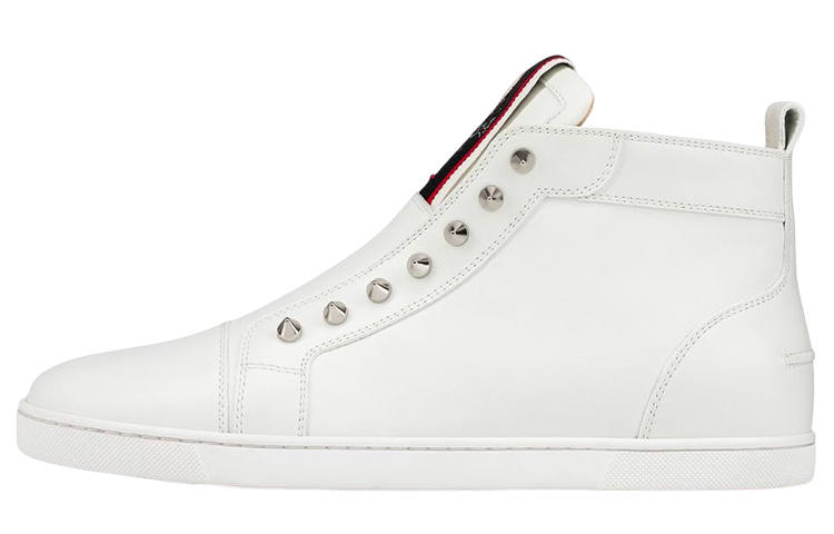 Christian Louboutin CL Leather Mid top Skateboard Shoes Men's White