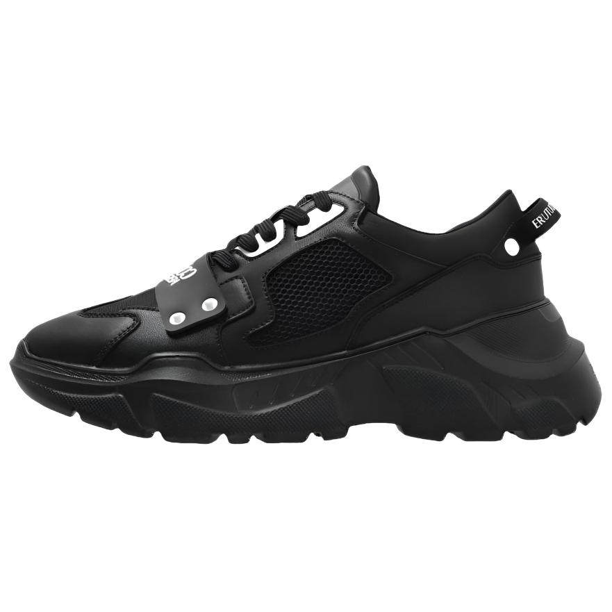 VERSACE JEANS COUTURE Leather Low top Chunky Sneakers Men's Black