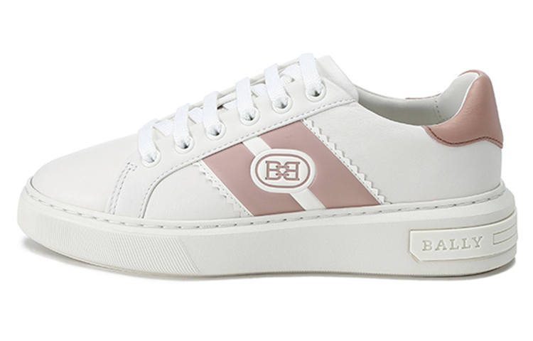 BALLY B Chain Textile, Leather Low top Stylish Skateboarding Shoes Women's White Pink Tail