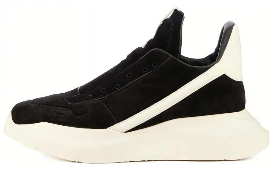 RICK OWENS RICK OWENS/RO GETH Cow Leather Low top Sports Casual Shoes Men's Black White