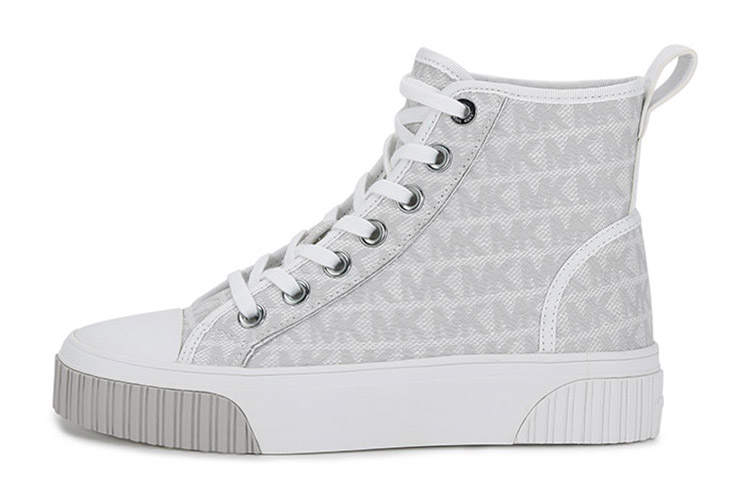 MICHAEL KORS Gertie High top Stylish Skateboarding Shoes Women's Silver White