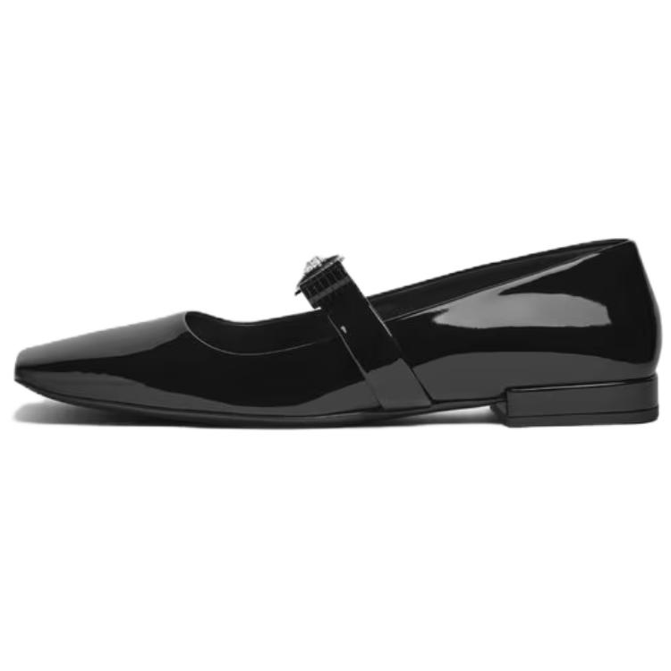 VERSACE Gianni Patent Leather Flat Casual Shoes Women's Black