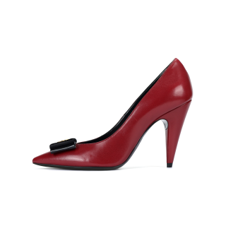 SAINT LAURENT Anais Leather Cone Heel High Heels Women's Vibrant Red