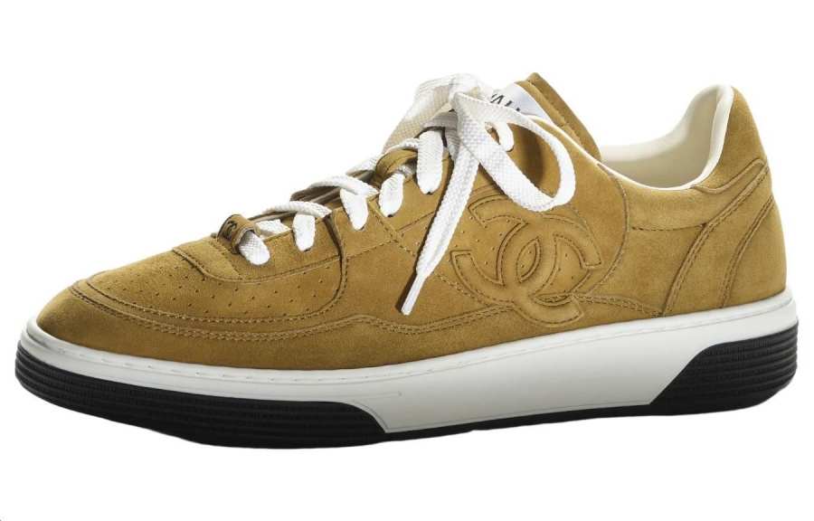 CHANEL Split Suede Low top Skateboard Shoes Women's Green