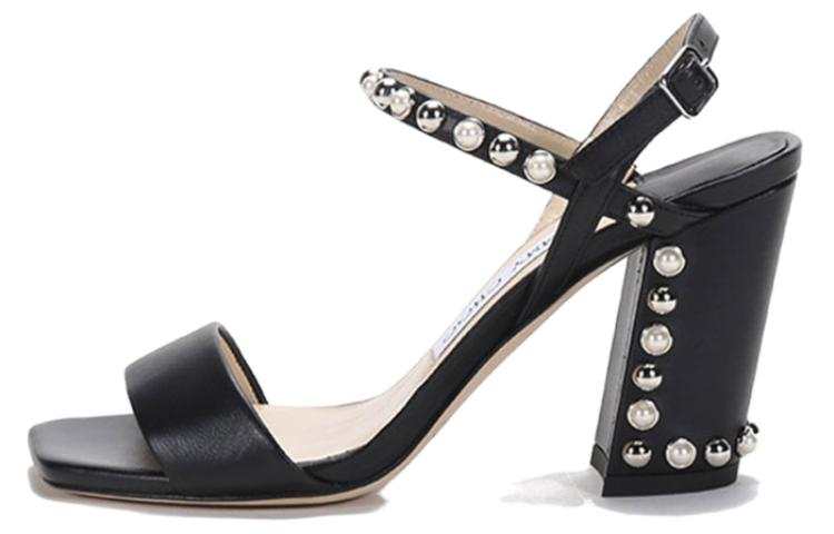 Jimmy Choo Aadra Leather One Strap Sandals Women's Black