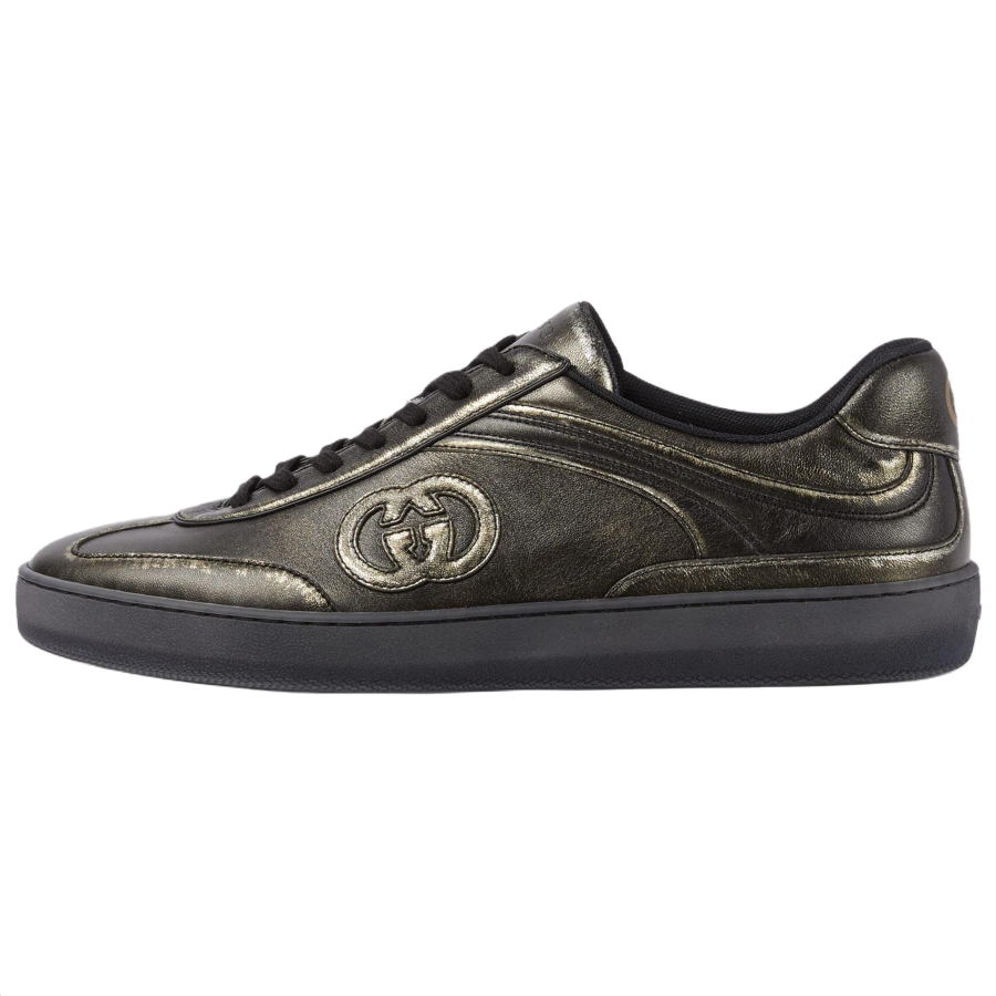 GUCCI G75 Leather Low top Skateboard Shoes 3cm Men's Black