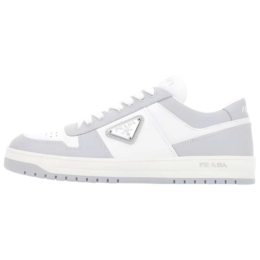 PRADA Downtown Leather Low top Stylish Skateboarding Shoes Women's White Gray