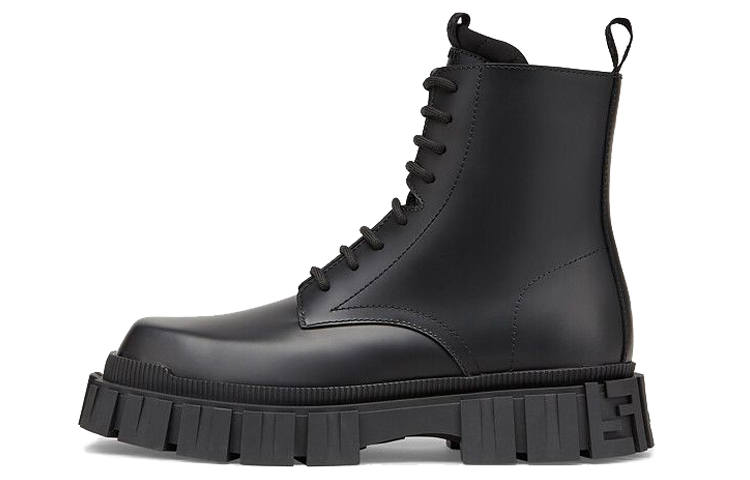 FENDI FENDI Force PU Combat Boots Men's Black
