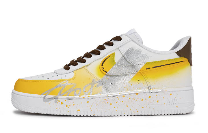 Nike Nike Air Force 1 07 811 Manufacturing, Dadaism Low top Skateboard Shoes Unisex White Yellow Silver Brown