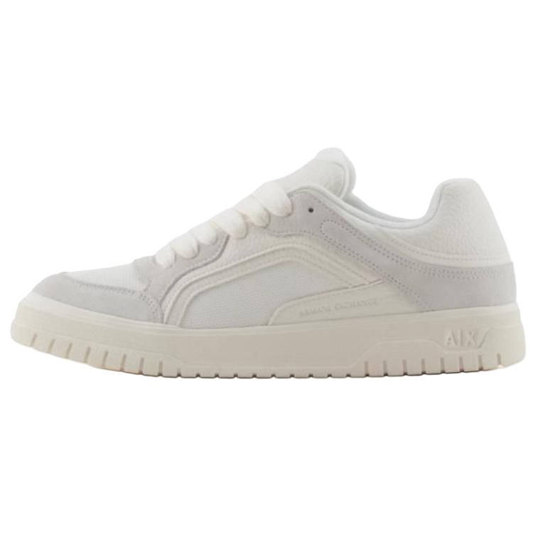 ARMANI EXCHANGE ARMANI EXCHANGEAE Cow Split Leather Low top Skateboard Shoes Men's White