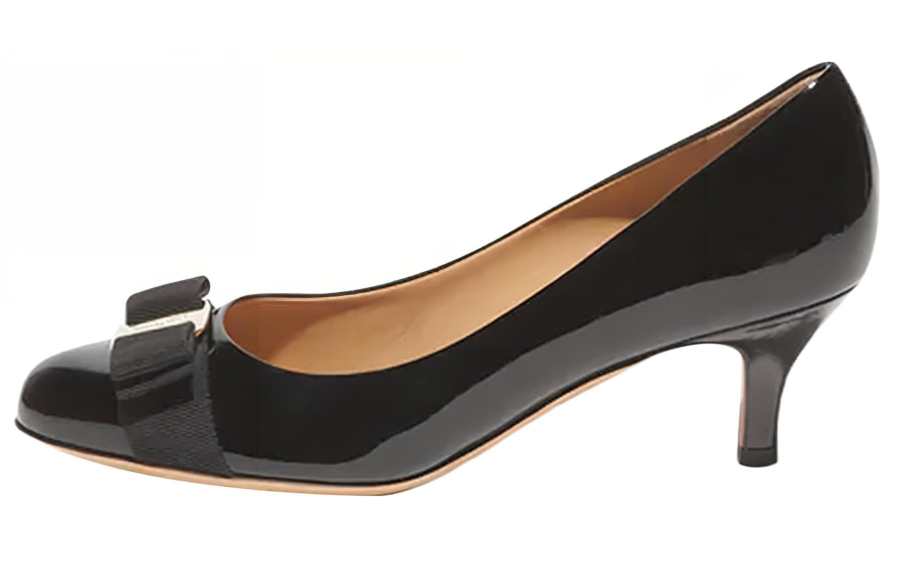 FERRAGAMO Carla Leather Cone Heel High Heels Women's Black