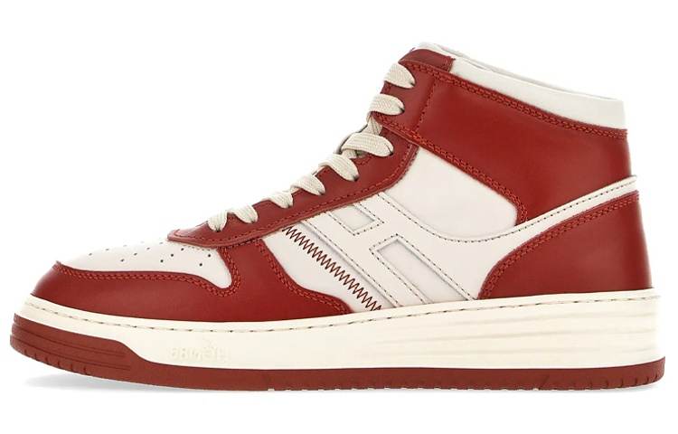 HOGAN H630 Leather High top Stylish Skateboarding Shoes Men's White Red