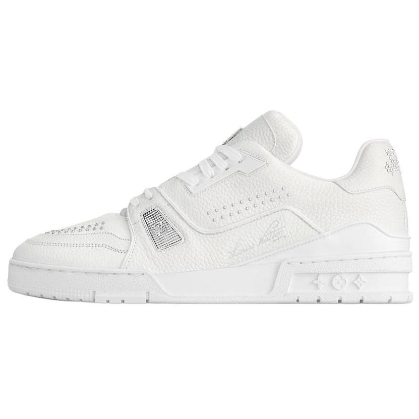 LOUIS VUITTON Trainer 2025 Spring Men's Collection Cow Leather Low top Skateboard Shoes Men's White