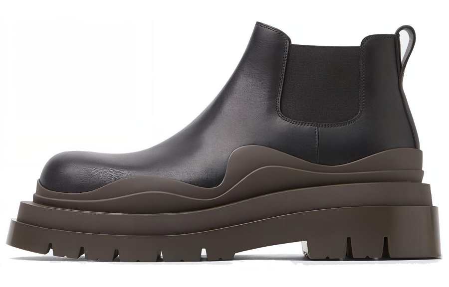 Bottega Veneta Tire Chelsea Leather Patchwork Ankle Length Chelsea Boots 5.5cm Men's Black