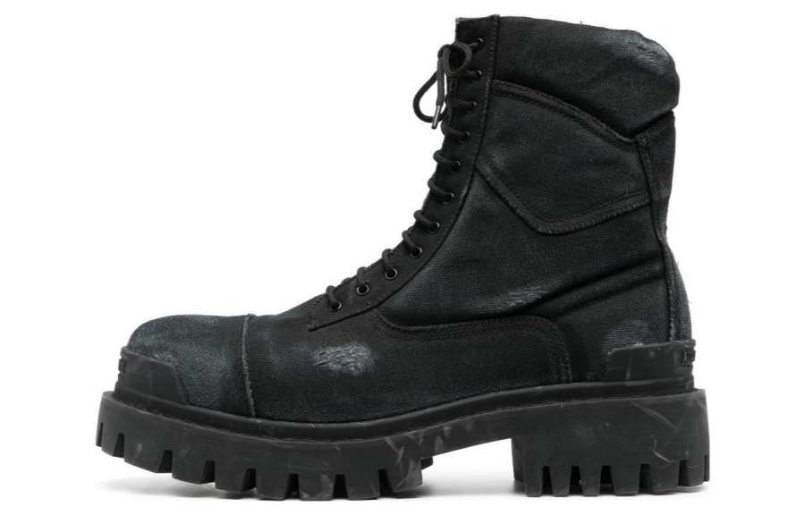 Balenciaga Combat Strike Boots 'Washed Black Cotton'